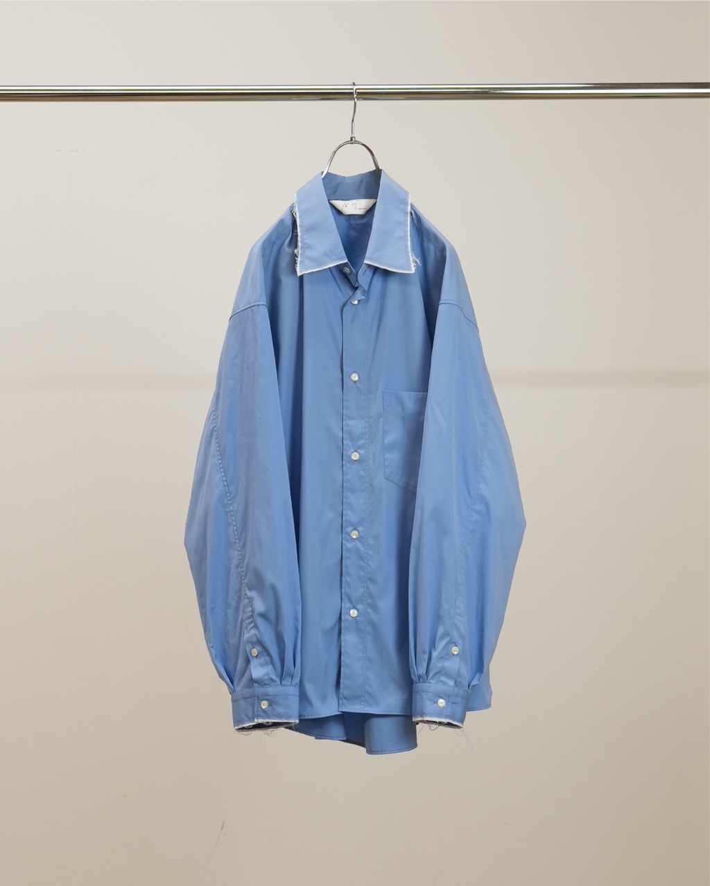 ANCELLM / High-Count Frayed Over Shirt (Blue)