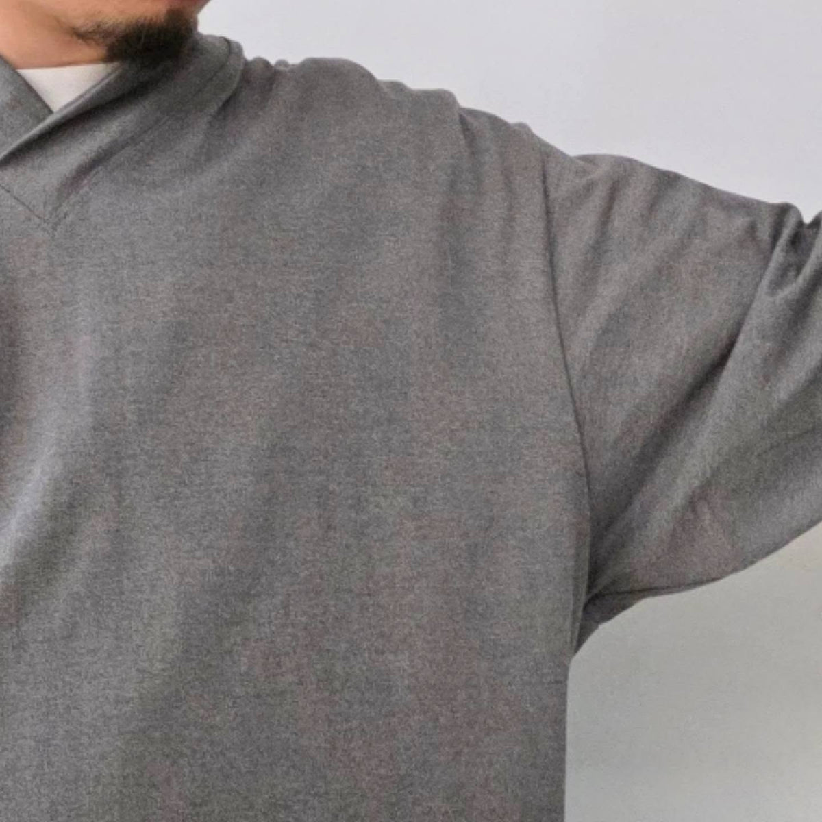 NONNOTTE / Shawl Collar V/N Tapered Oversized Long Sleeve (Smoky Charcoal)