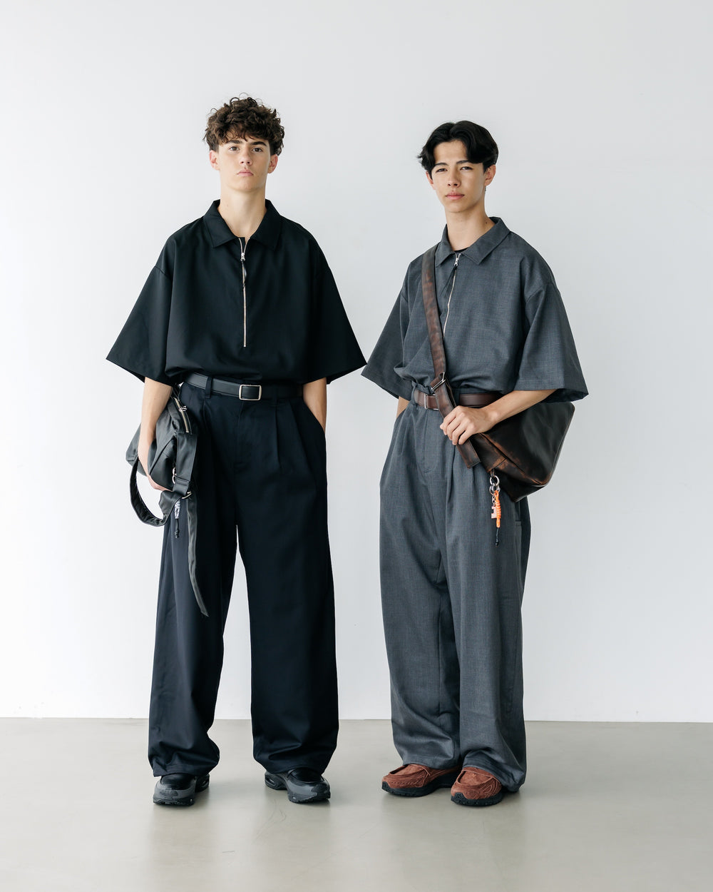 CLESSTE / Tropical Wool City S/S Half Zip Shirt (Gray)