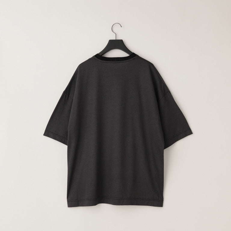 KANEMASA PHIL / 32G Wool Stripe SS Tee (Charcoal)