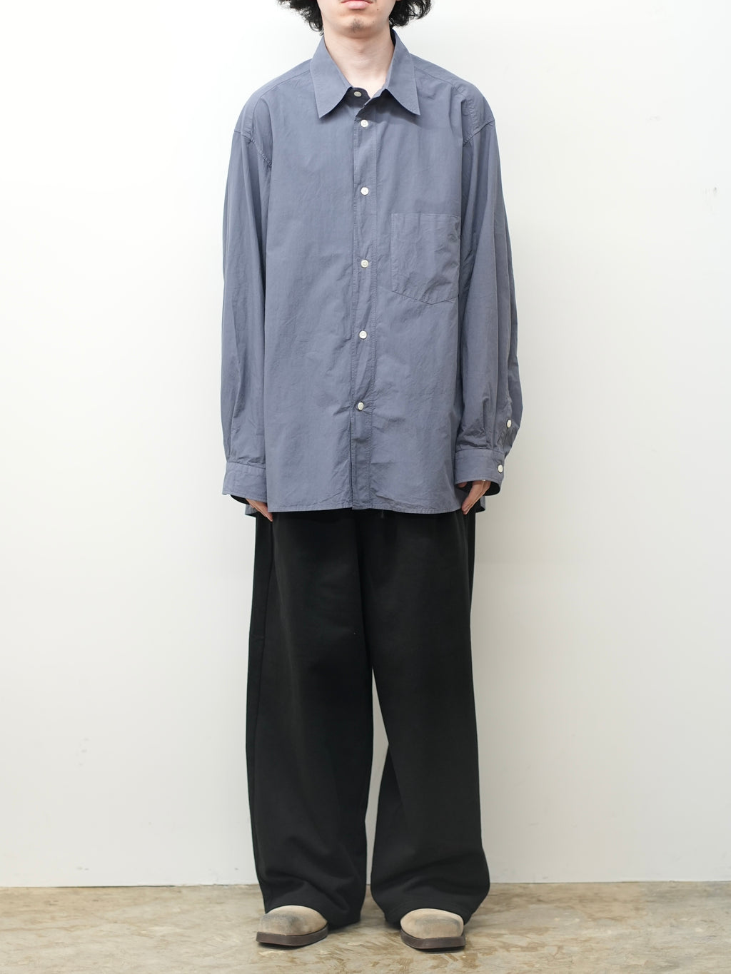 ANCELLM / Shrink Over Shirt (Navy)
