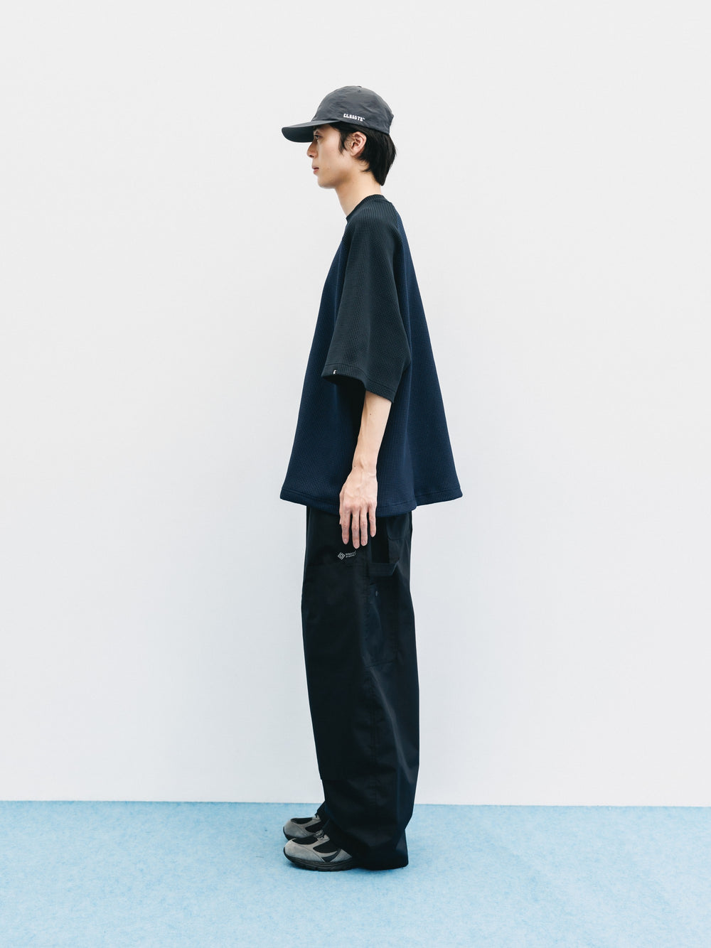 CLESSTE / City Light Thermal Raglan S/S T-Shirt With Drawstrings (Navy x Black)