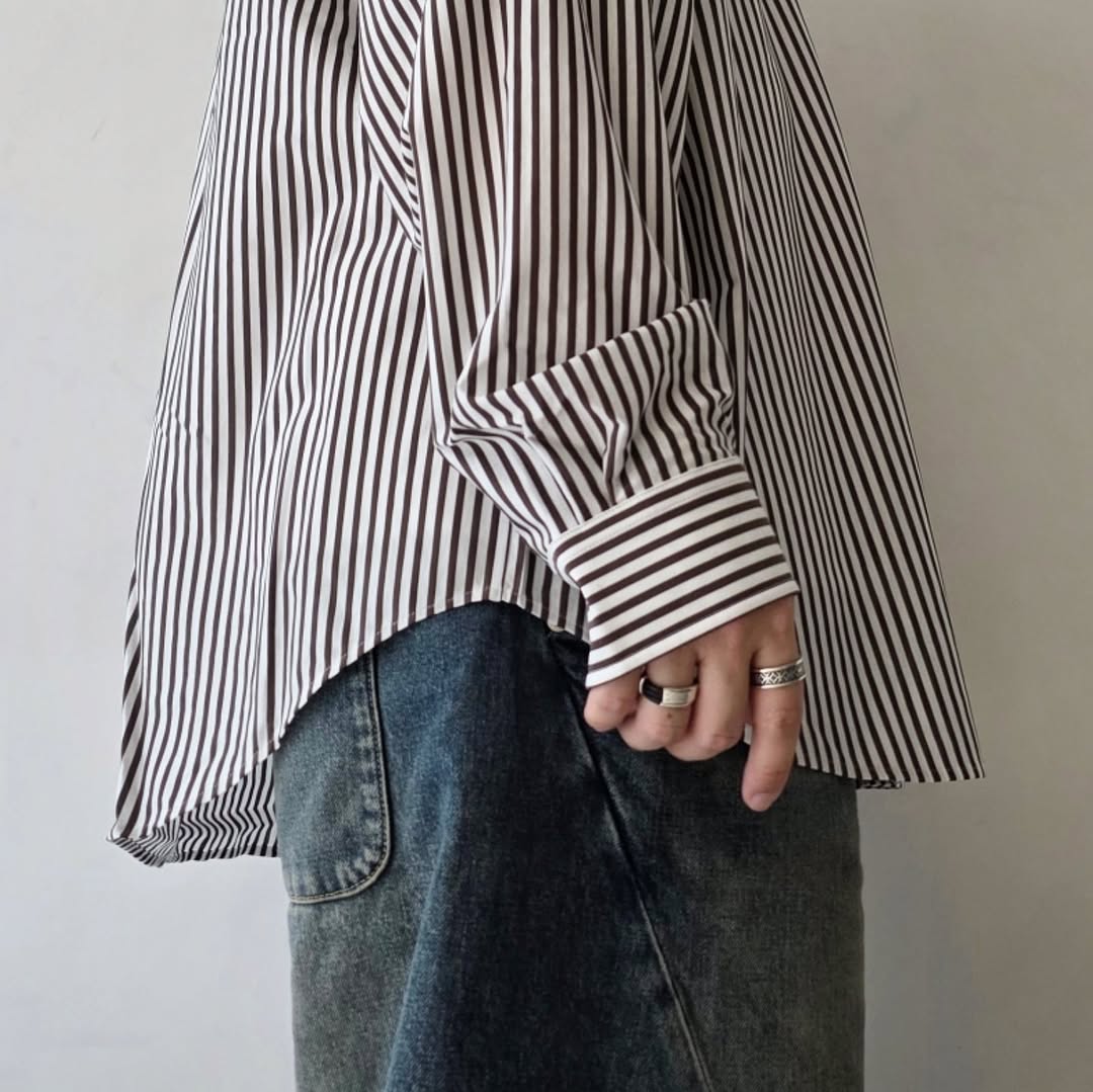 KANEMASA PHIL / 46G Atmosphere Stripe Shirt (Graphite Green)