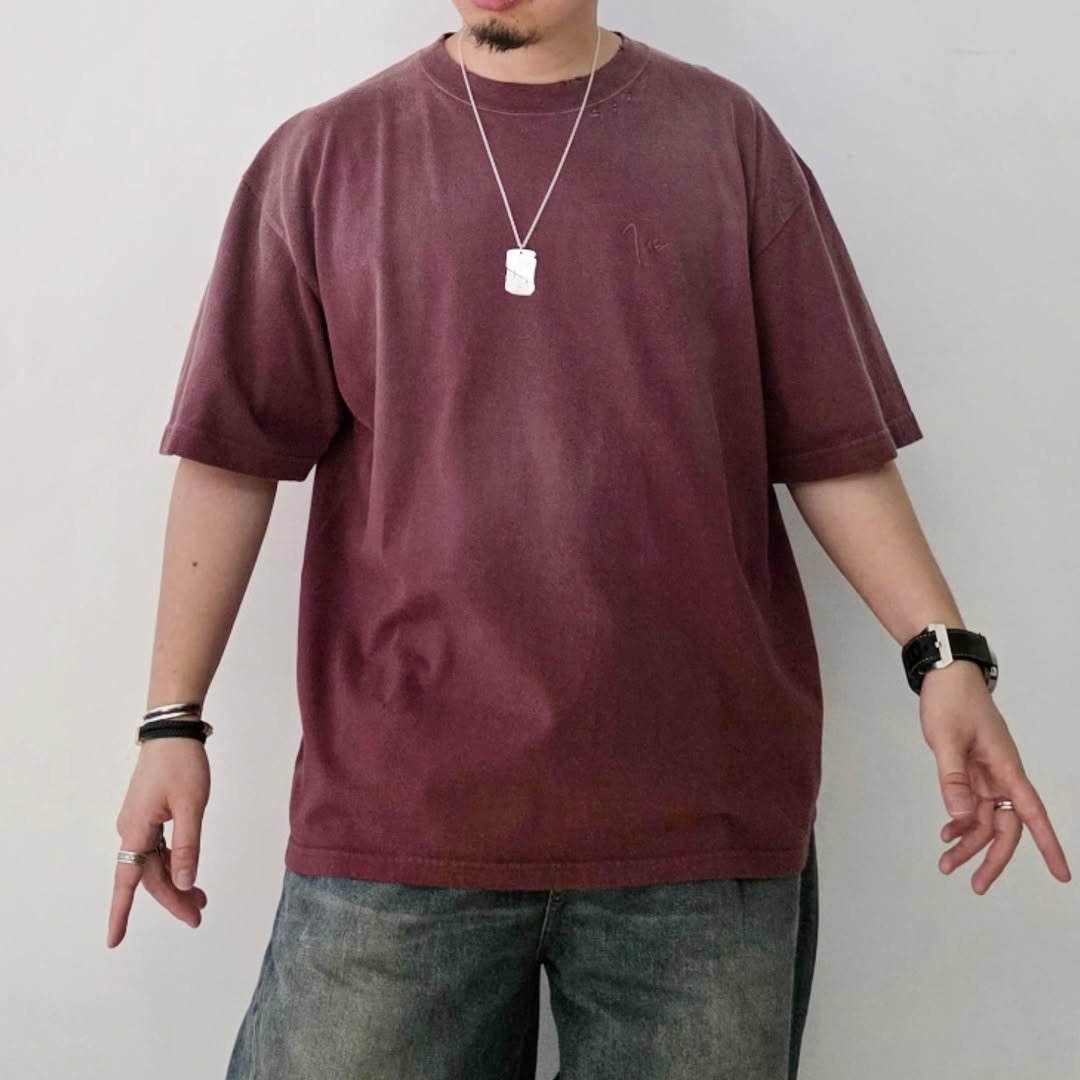 THE JEAN PIERRE / Signature Pigmentdye Grunge Destroy SS Tee (Bordeaux)