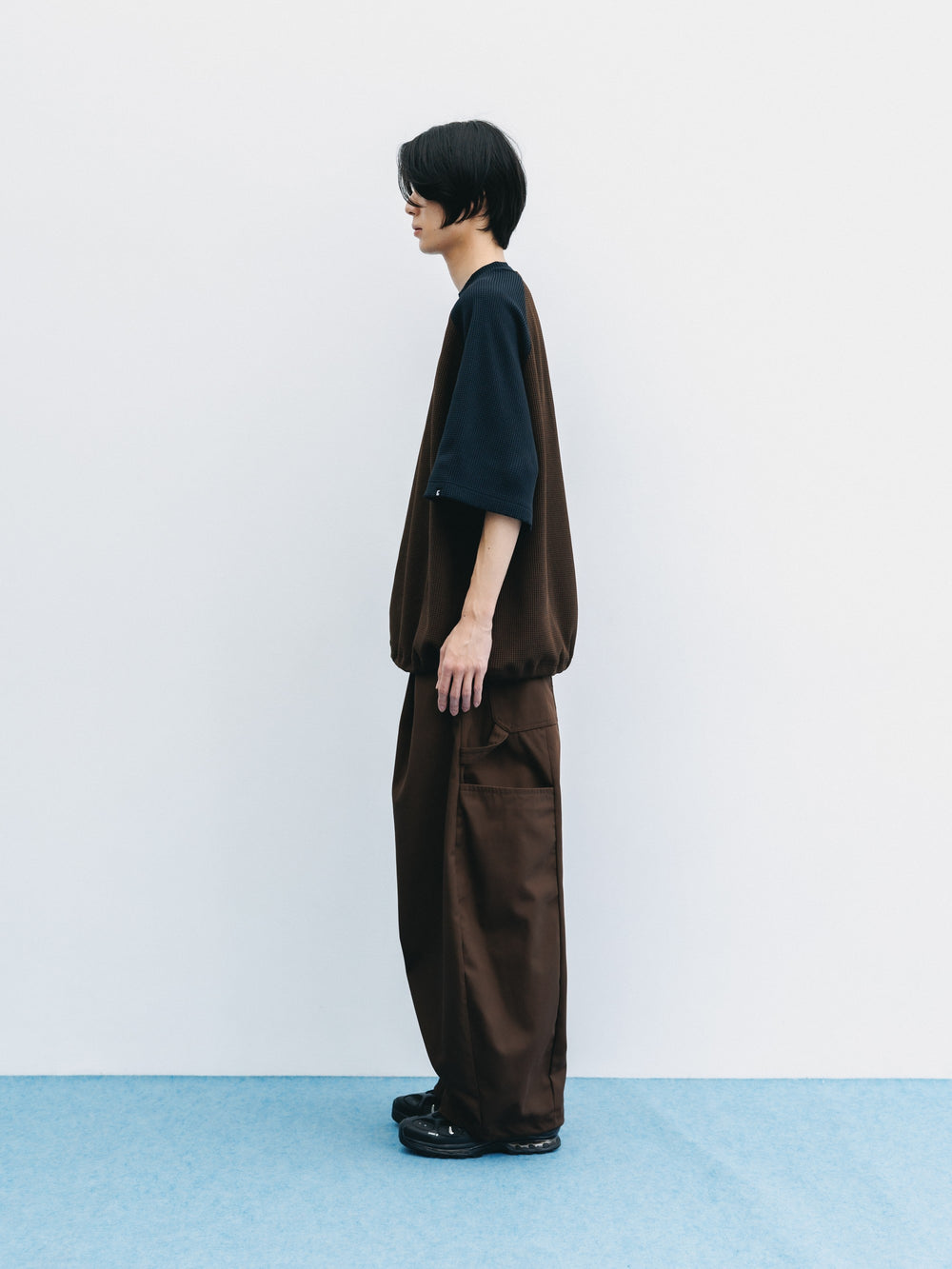 CLESSTE / City Light Thermal Raglan S/S T-Shirt With Drawstrings (Brown x Black)