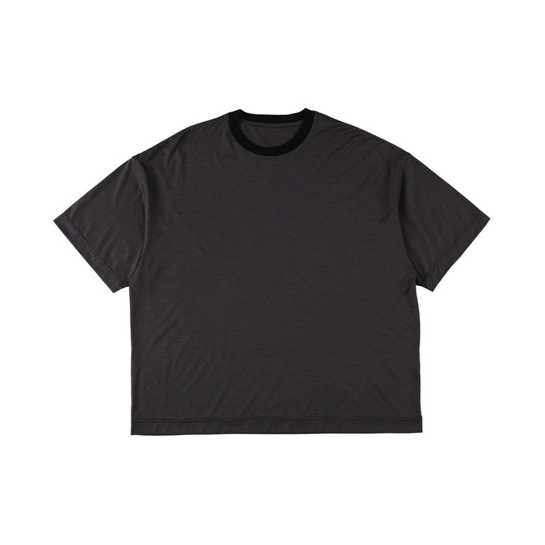 KANEMASA PHIL / 32G Wool Stripe SS Tee (Charcoal)