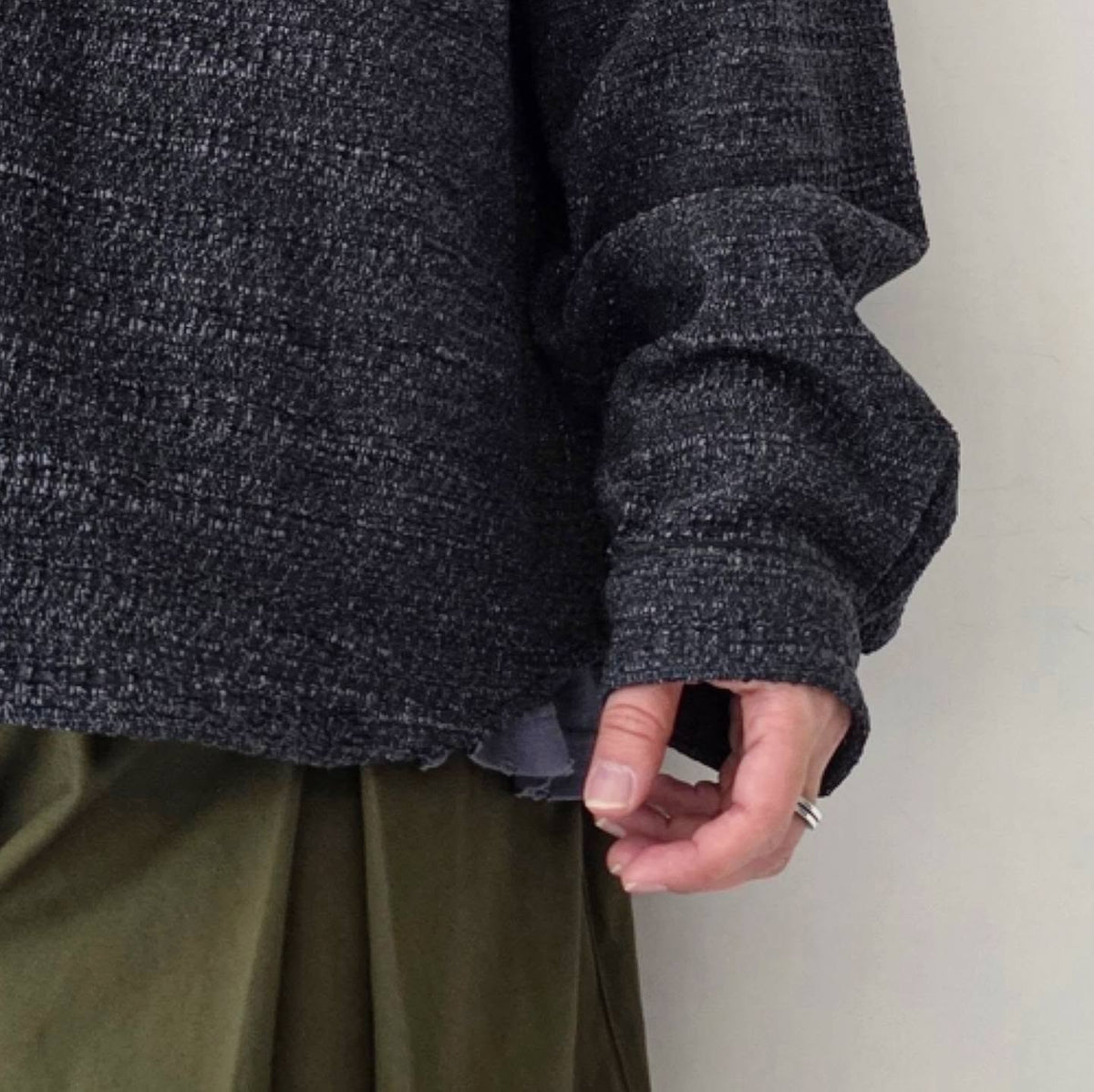 THE JEAN PIERRE / Tweed Baseball Shirt (Black)
