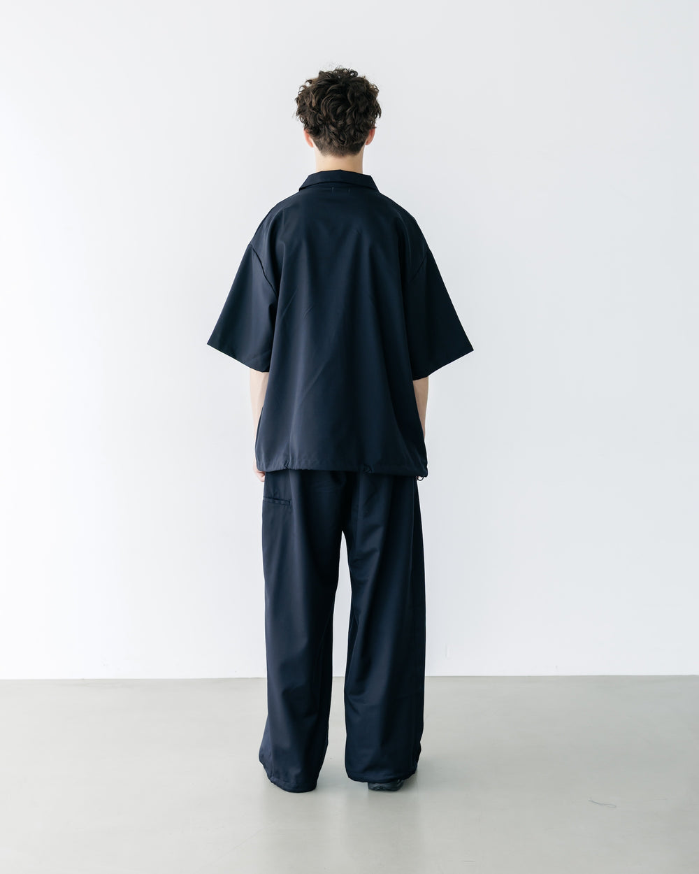 CLESSTE / Tropical Wool City S/S Half Zip Shirt (Navy)