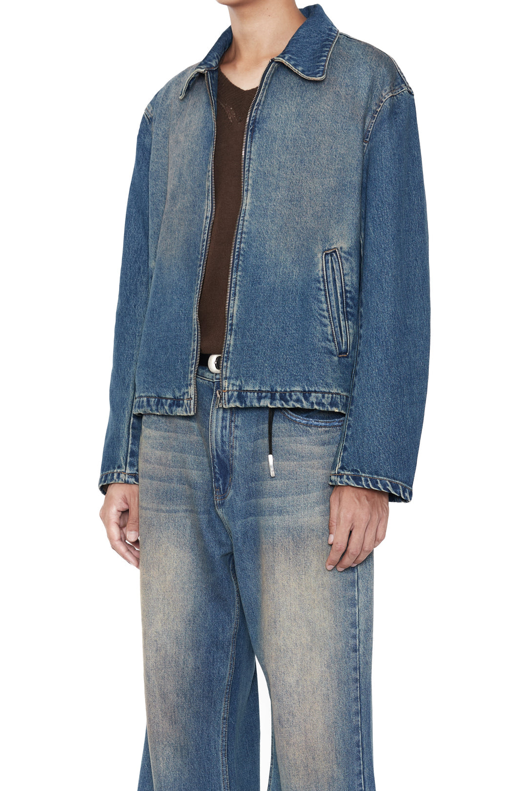 CODA / Indigo Washed Denim Tilt Zip Jacket