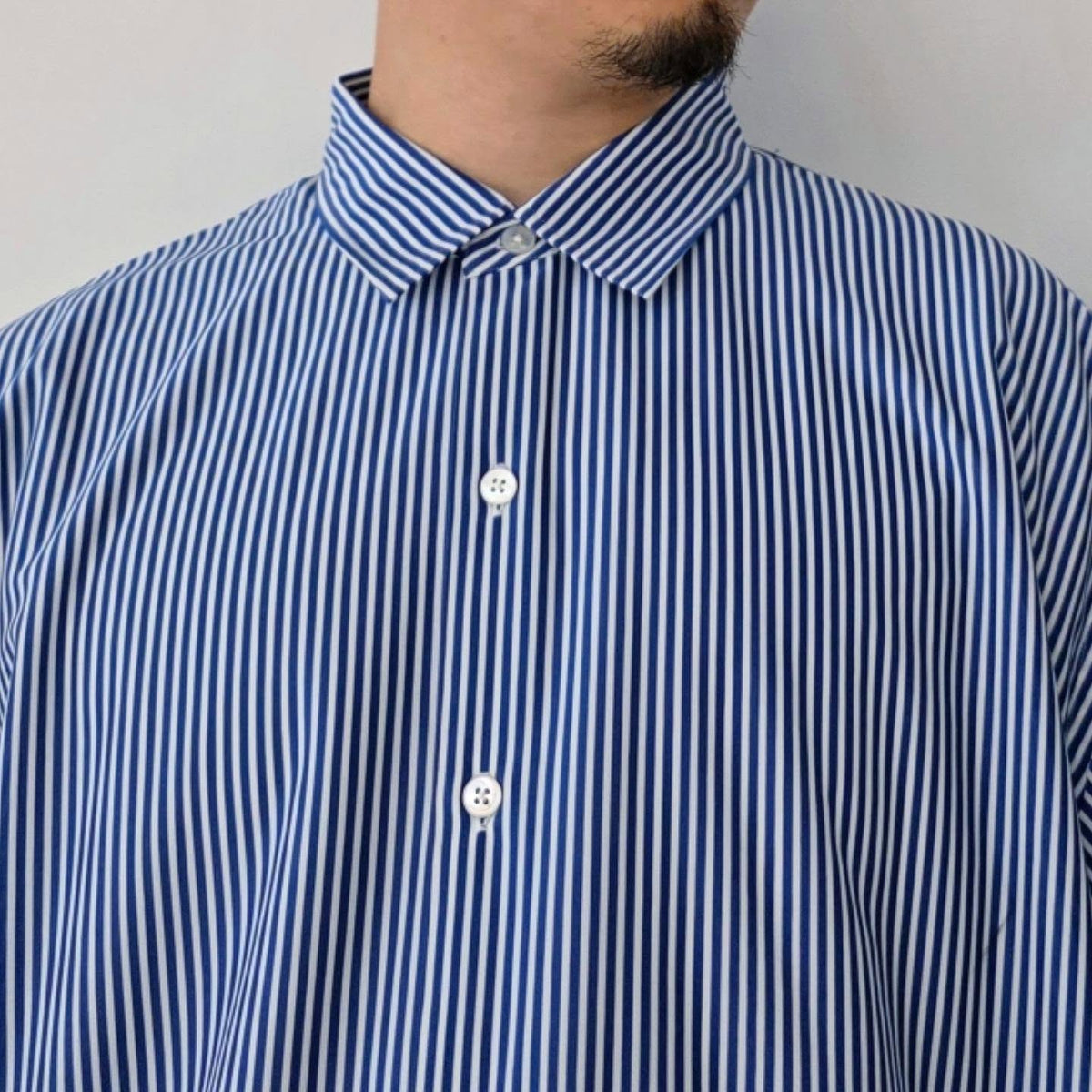 KANEMASA PHIL / 46G Atmosphere Stripe Shirt (Navy White)