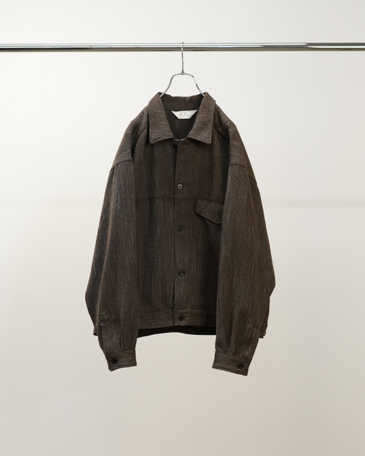ANCELLM / Melange Wool Work Shirt Blouson (Brown)