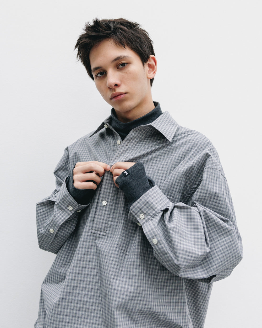 CLESSTE / Mini Plaid L/S Pullover Shirt (Gray)
