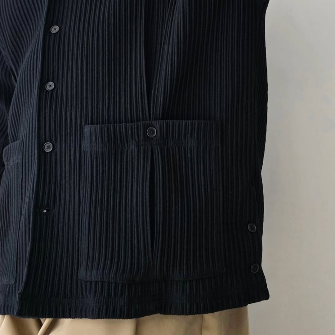 ANCELLM / Wrinkled Stripe Shirt (Black)