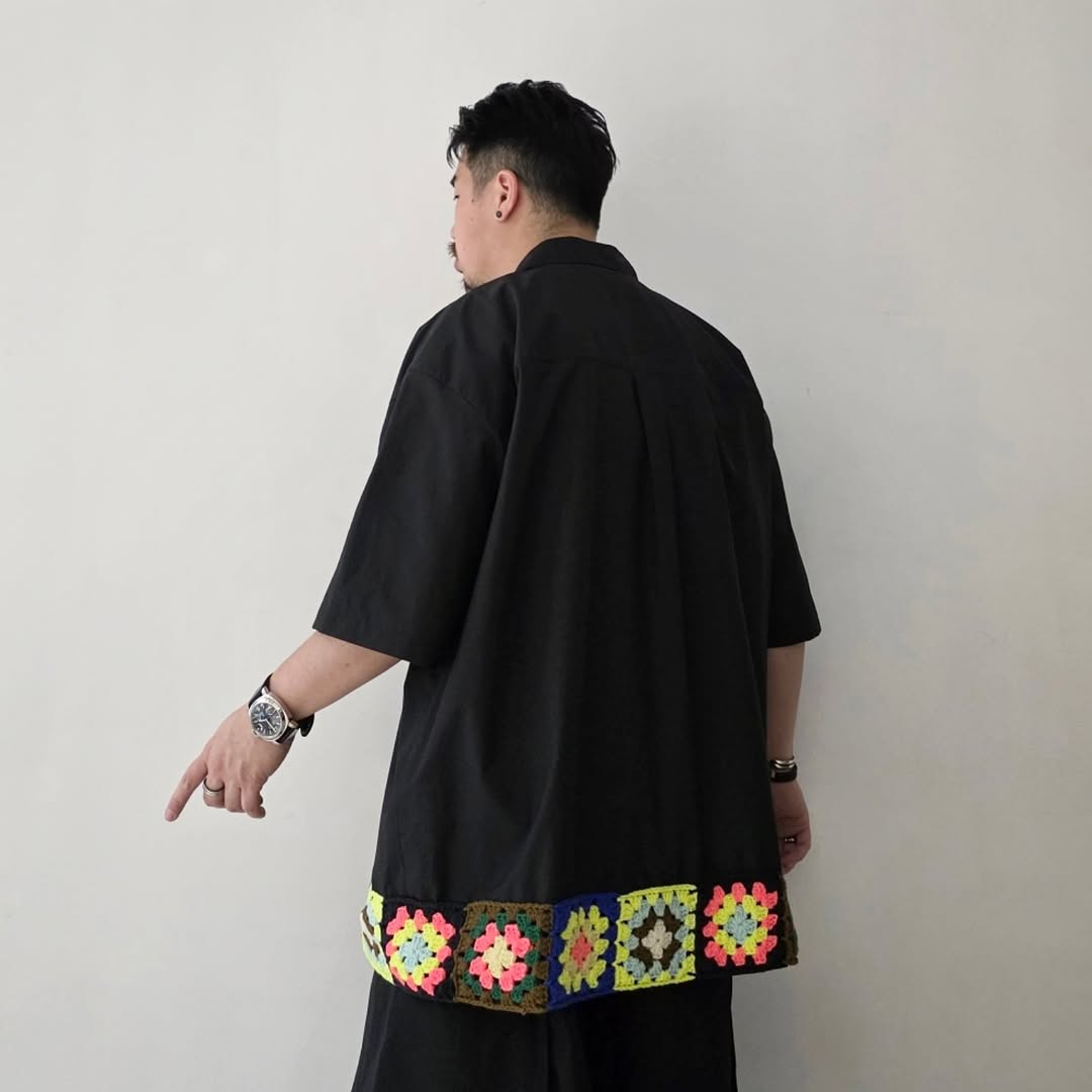 DISCOVERED / Hem Crochet Open Collar Shirts