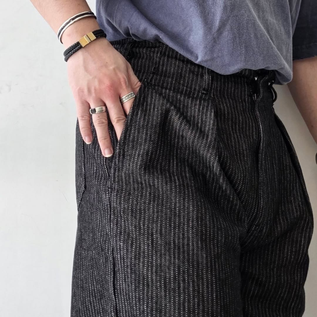 SABY / Tuck Baggy Type 2 - Stripe Denim One Wash - (Black OW)