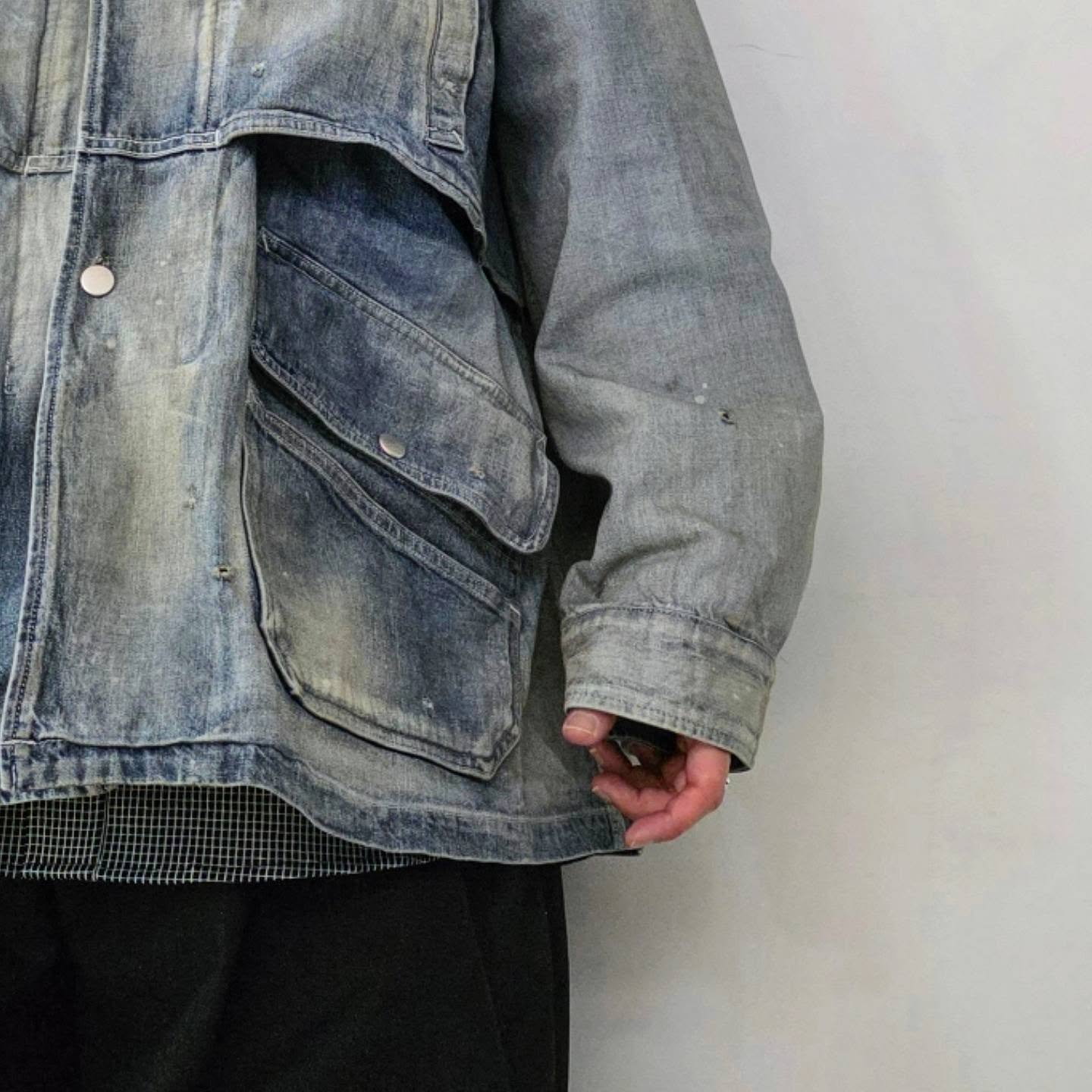 ANCELLM / Aging Denim Half Jacket (Indigo)