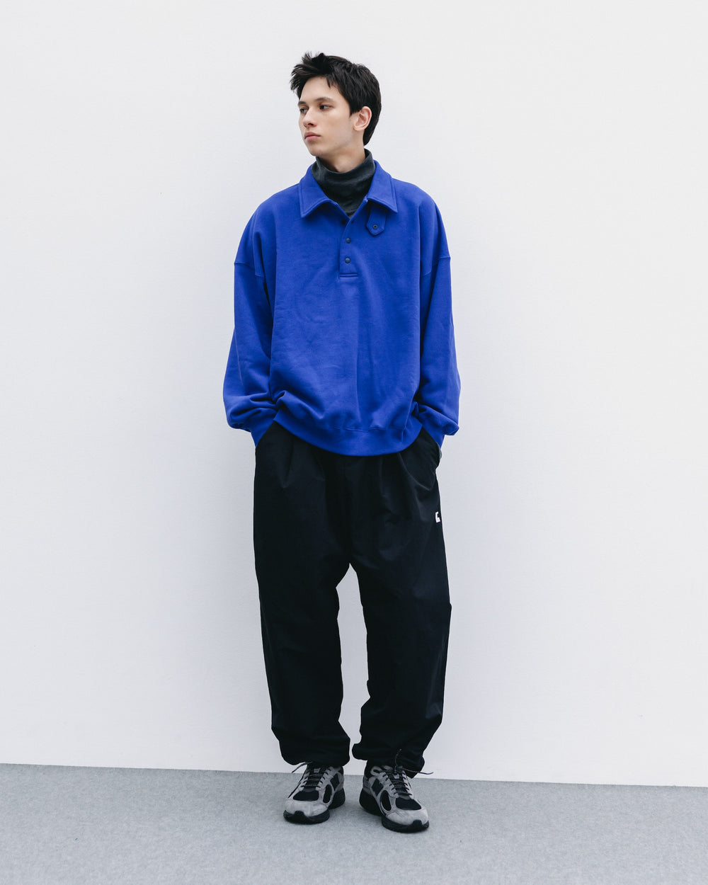 CLESSTE / Half Snap Sweat Shirt (Blue)
