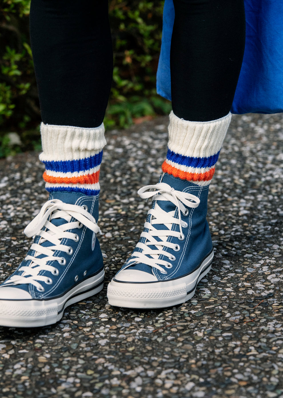 ROTOTO / Coarse Ribbed Oldschool Crew Socks (Navy)
