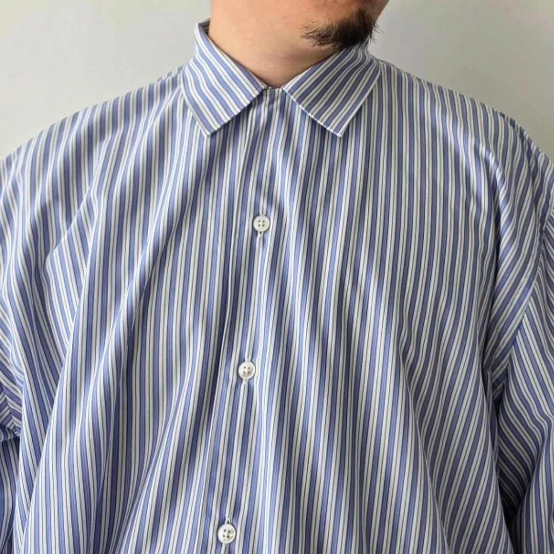 KANEMASA PHIL / 46G Stripe Ether Shirt (Sax Black)