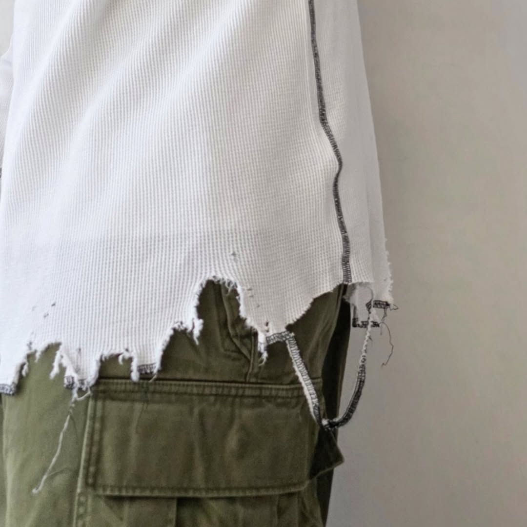 ANCELLM / Damage Waffle LS T-Shirt