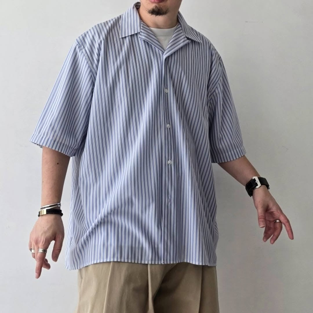 KANEMASA PHIL / 46G Stripe Ether Shirt (Sax Black)