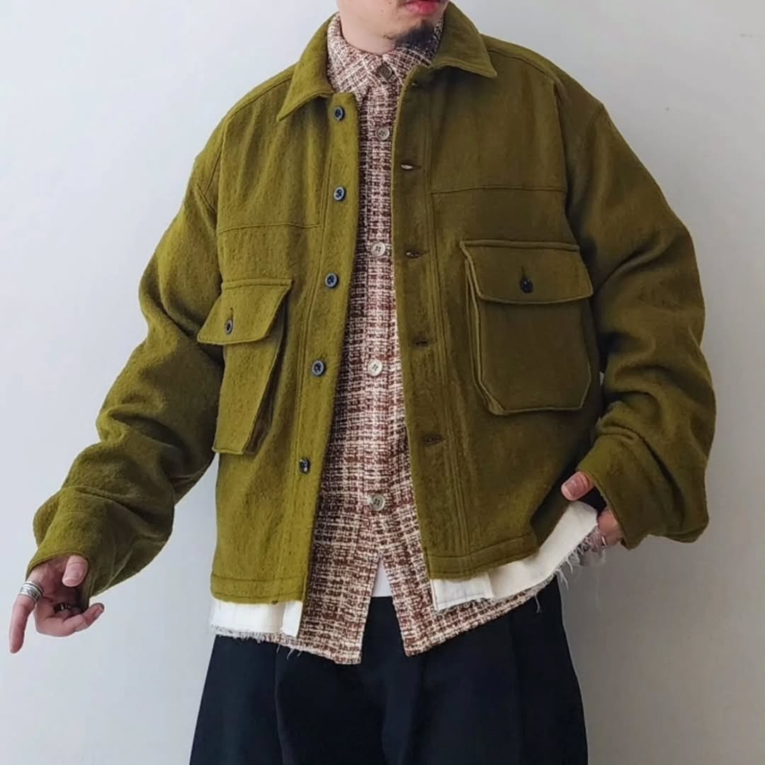 ANCELLM / Shrink Wool Layering Jacket