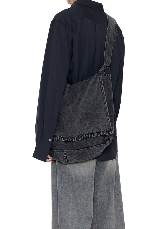 CODA / Black Acid Wash Denim Cross Body Bag