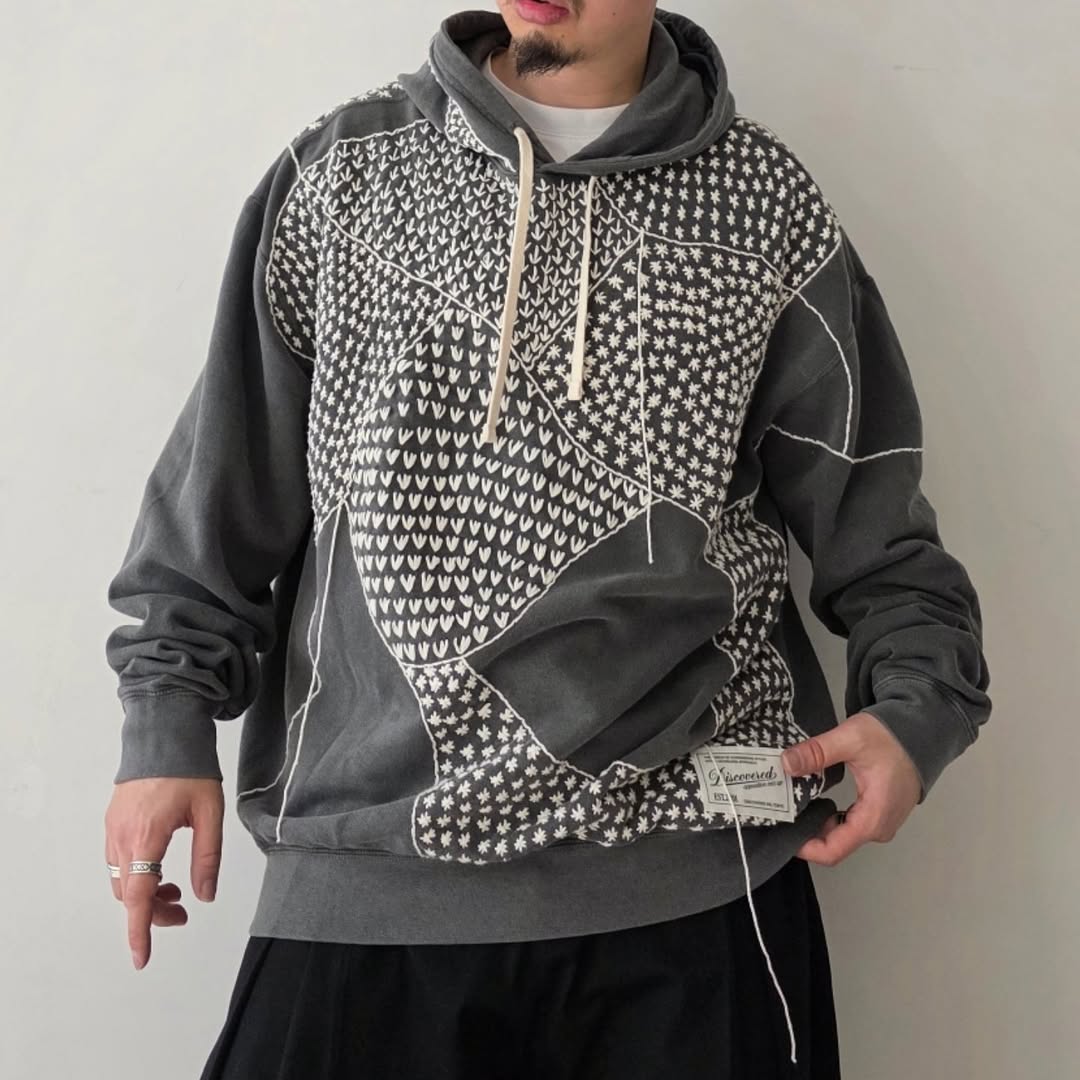 DISCOVERED / Sashiko Damage Pullover Hoodie