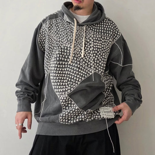 DISCOVERED / Sashiko Damage Pullover Hoodie