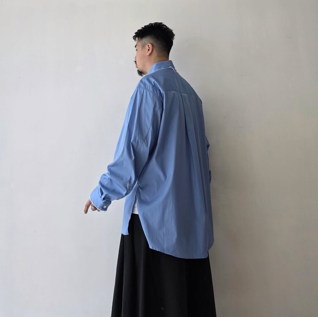 ANCELLM / High-Count Frayed Over Shirt (Blue)