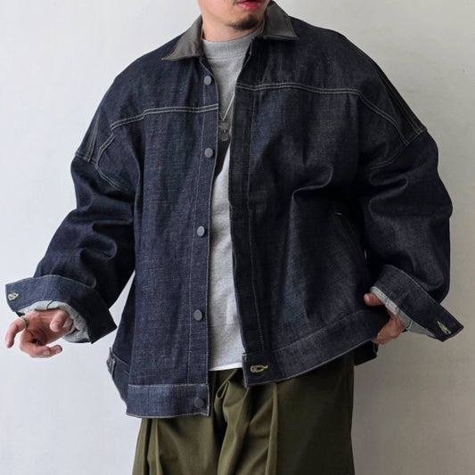 THE JEAN PIERRE / Leather Collar 11XL Denim Trucker