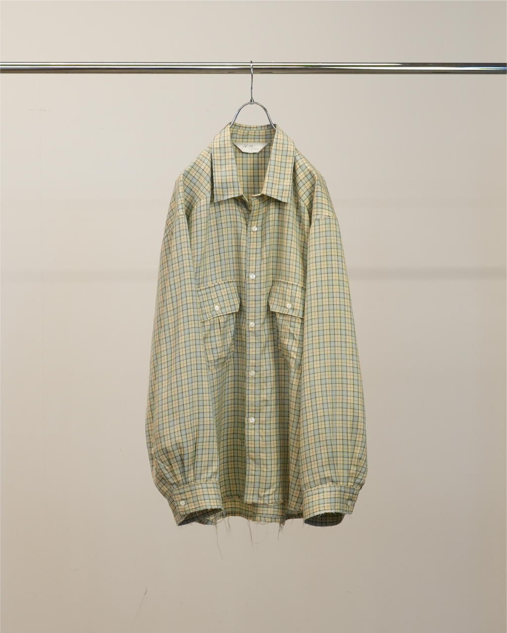 ANCELLM / Nel Check Over Work Shirt (Cream)