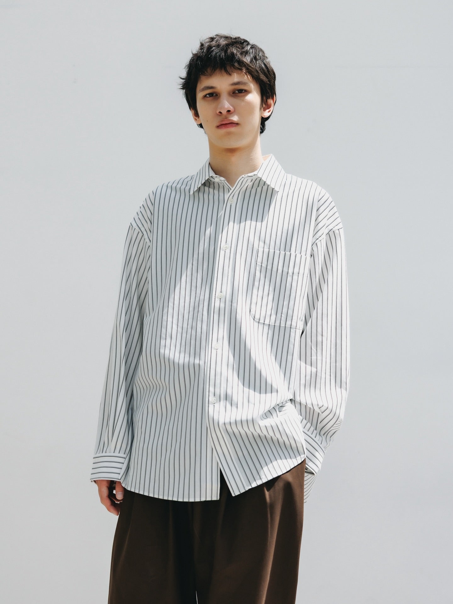 CLESSTE / Thick / Thin Stripe 46G Knit Everyday L/S Shirt (White Stripe)