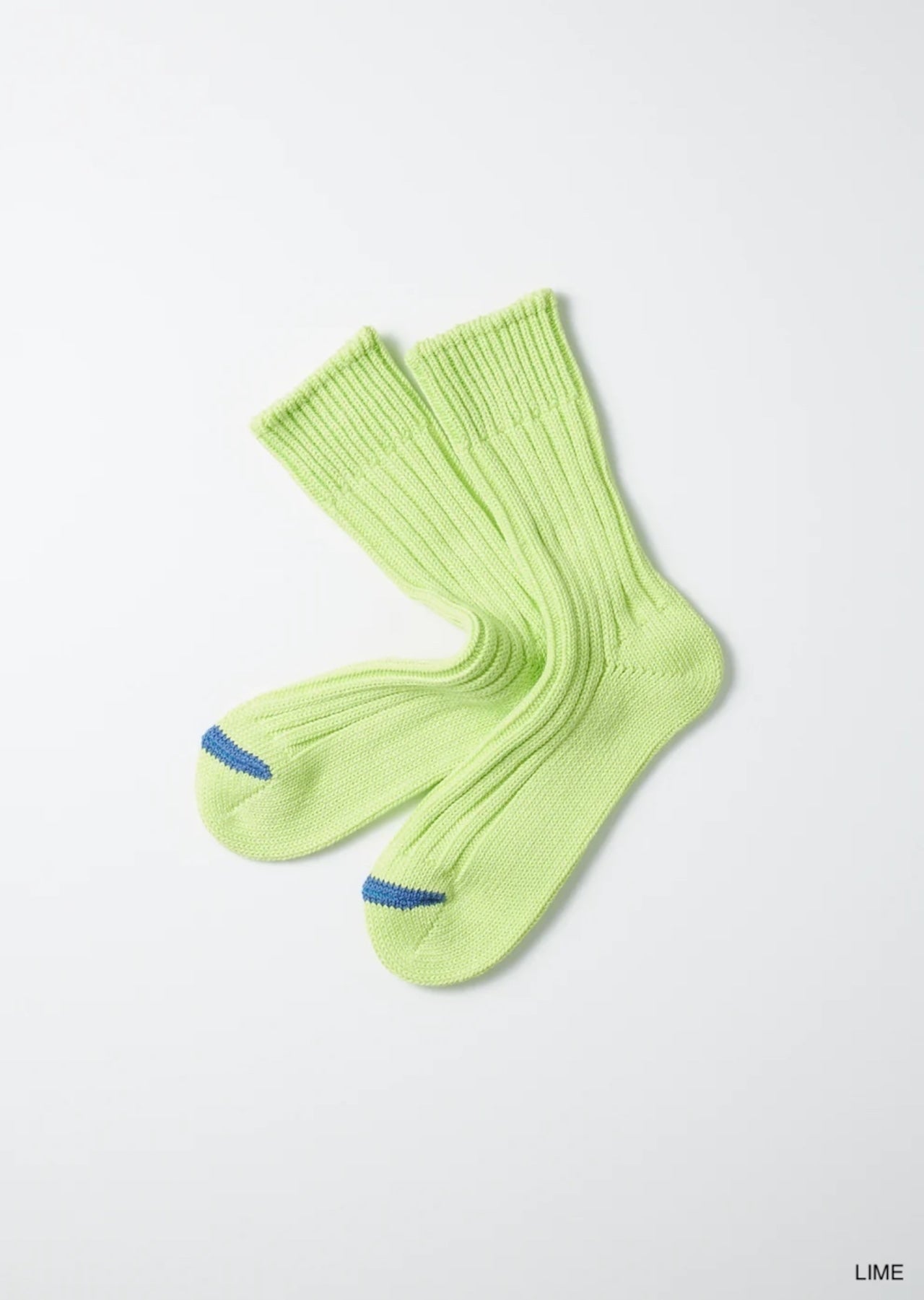 ROTOTO / Chunky Ribbed Crew Socks "Tie Dye" (Lime)