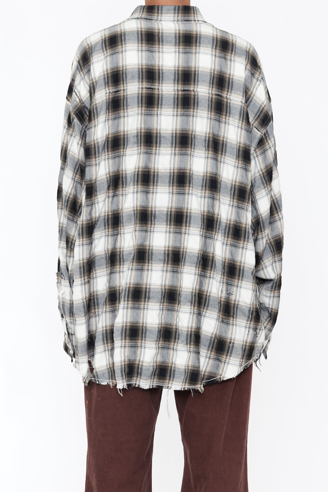 CODA / Beige Grey Checked Washed Thrashed Structured Shirt