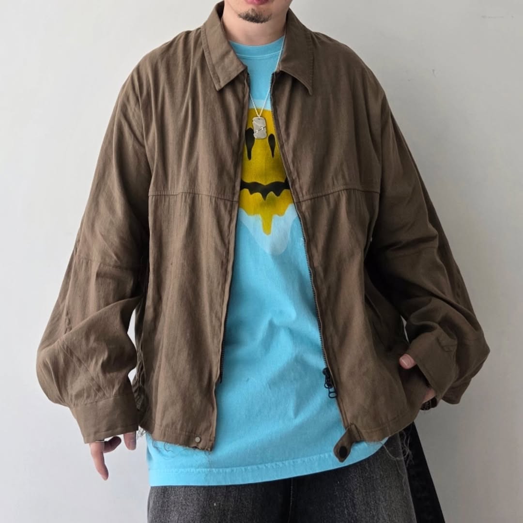 ANCELLM / L/N Zipup Shirt Jacket (Brown)