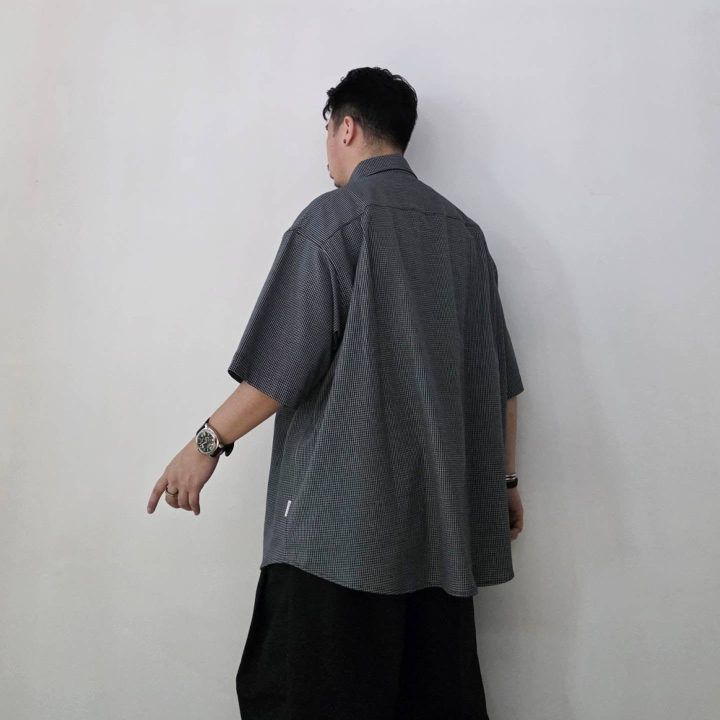 CLESSTE / Mini Grid Check 36G Knit Everyday S/S Shirt (Black x White)