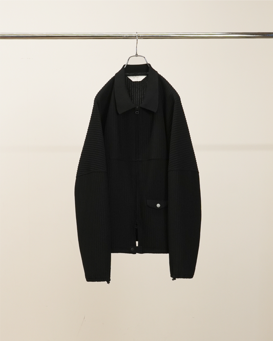 ANCELLM / Wrinkled Stripe Short Shirt Jacket (Black)