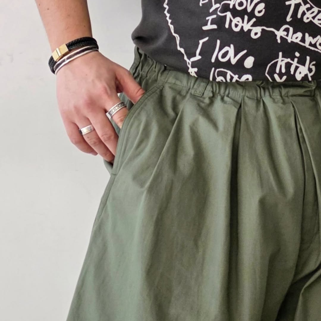 NONNOTTE / Pleat Dock Shorts Trousers (Mulled Basil)