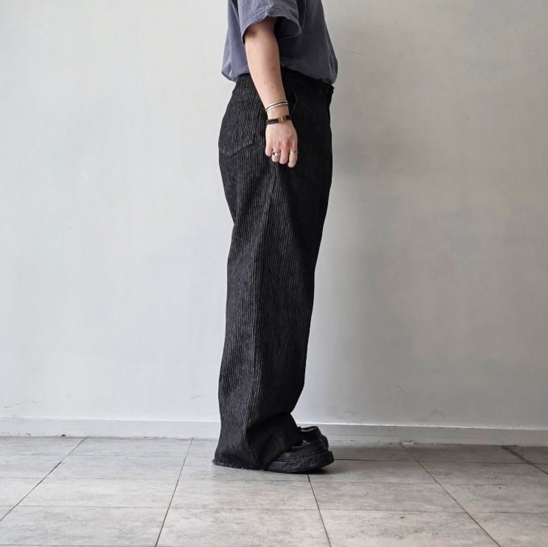 SABY / Tuck Baggy Type 2 - Stripe Denim One Wash - (Black OW)