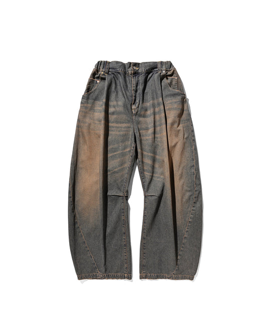 CLESSTE / Vintage Dyed Selvedge Denim Barrel Leg Pants (Vintage Brown)