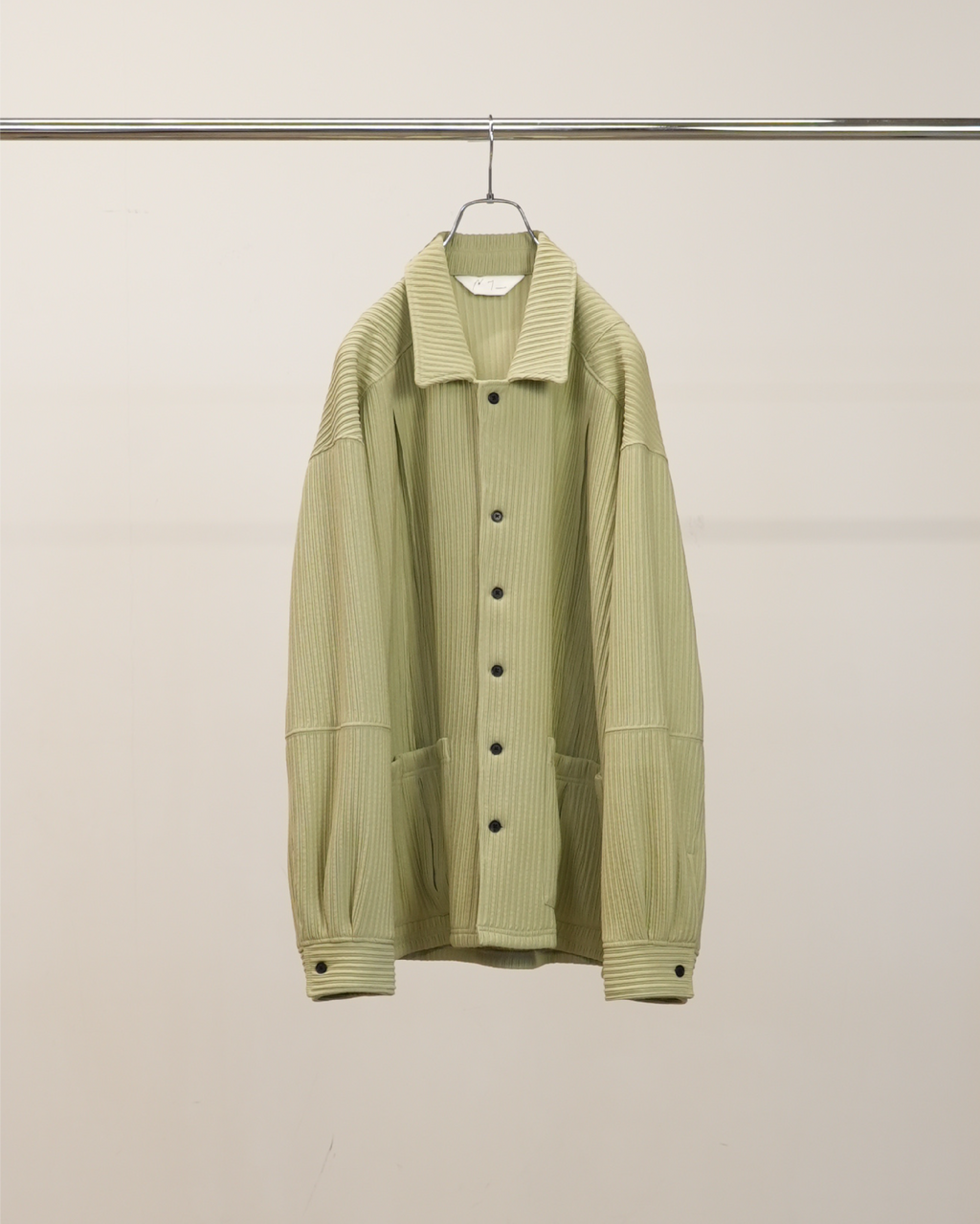 ANCELLM / Wrinkled Stripe Shirt (Wasabi)