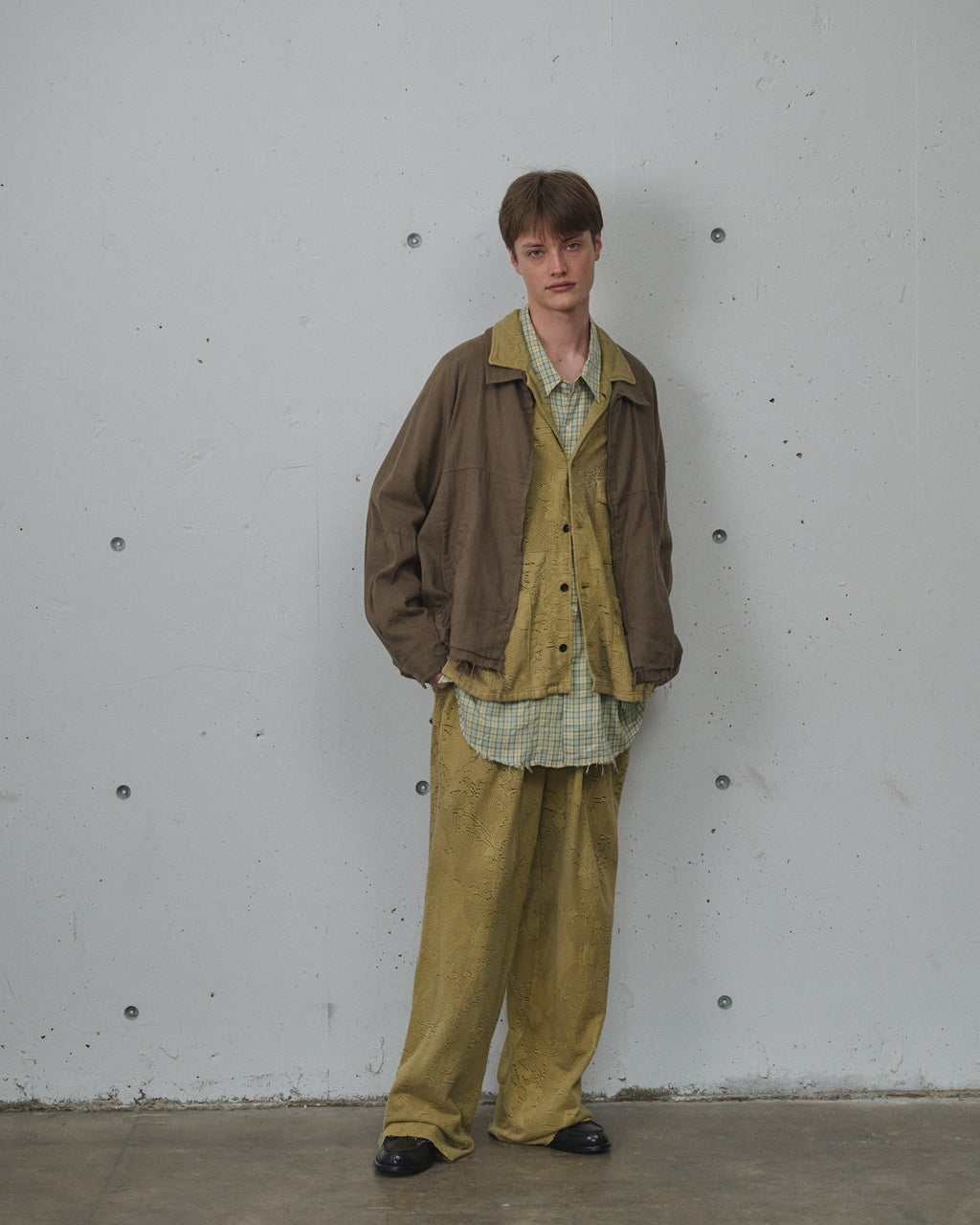 ANCELLM / L/N Zipup Shirt Jacket (Brown)