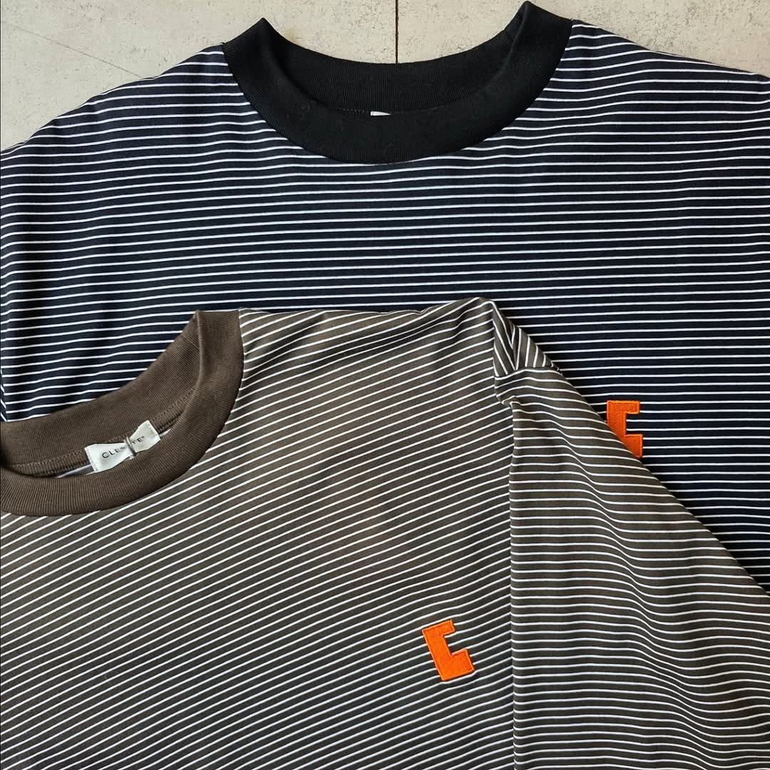 CLESSTE / 'C x Concept' Striped L/S T-Shirt With Drawstrings (Brown x White)