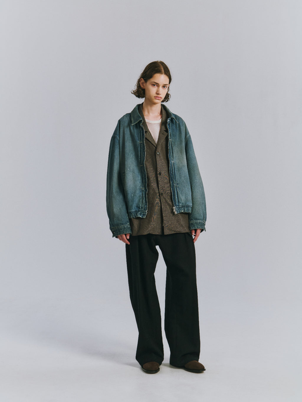 ANCELLM / Aging Denim Tuck Jacket (Indigo)