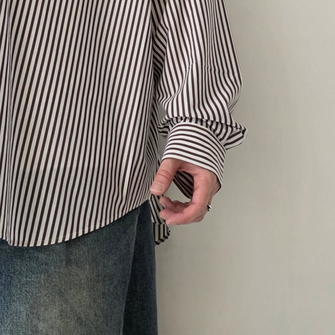 KANEMASA PHIL / 46G Atmosphere Stripe Shirt (Graphite Green)