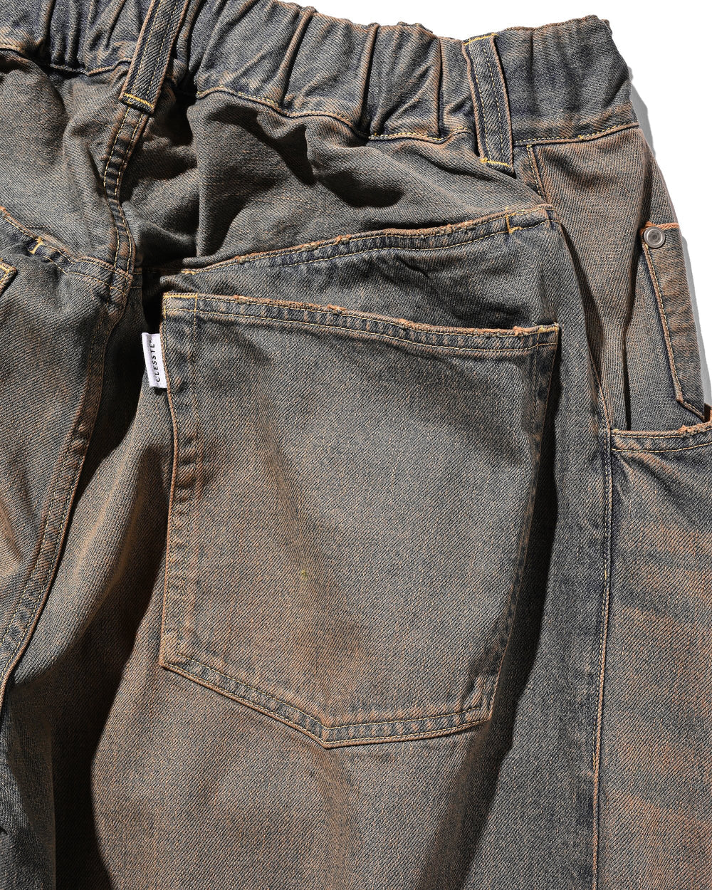 CLESSTE / Vintage Dyed Selvedge Denim Barrel Leg Pants (Vintage Brown)