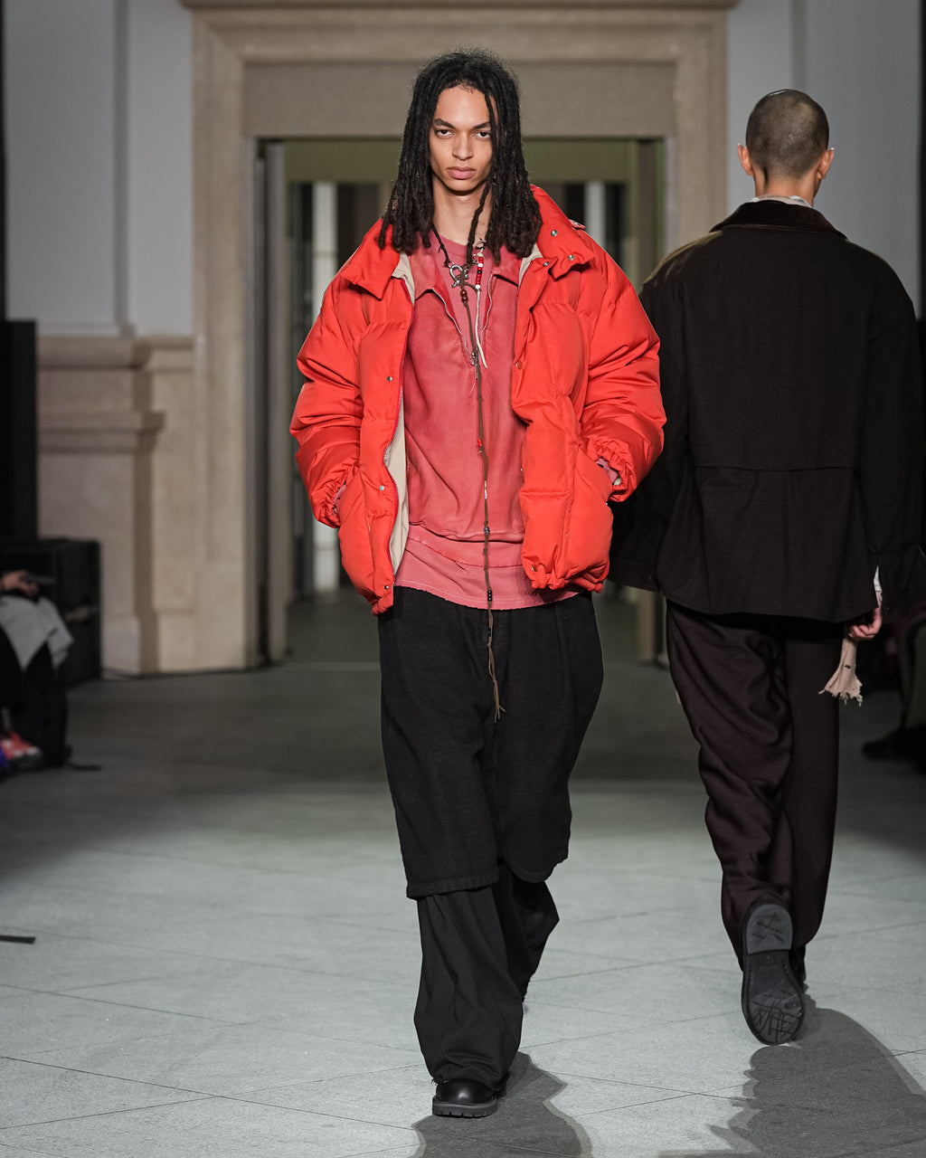 ANCELLM / Fleece-Lined Sweat Pullover (Red)