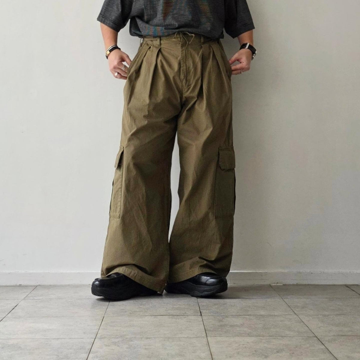 ANCELLM / Poplin Cargo Pants (Olive)
