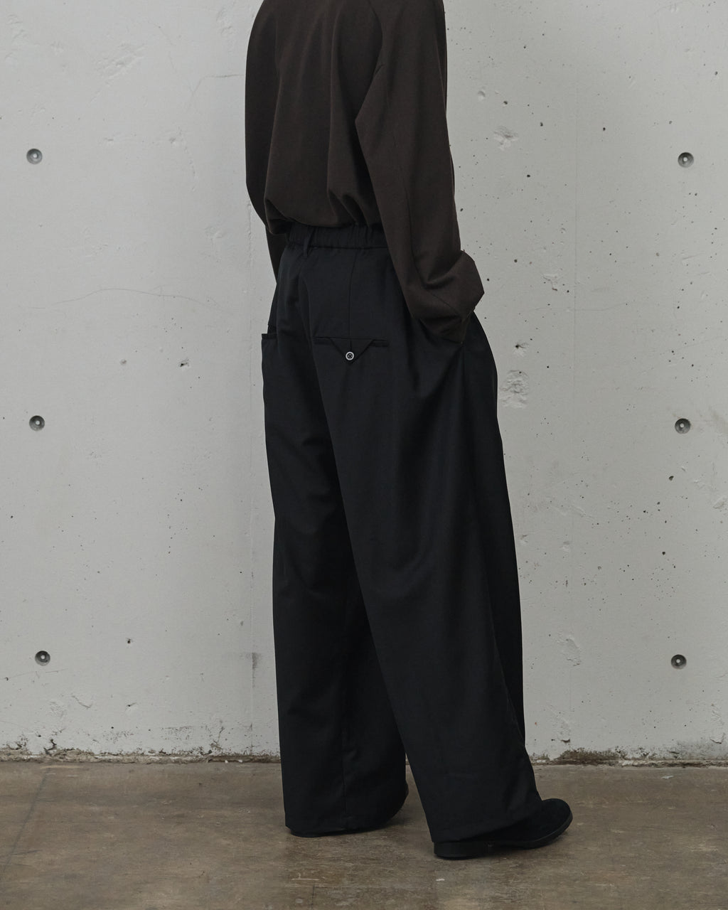 ANCELLM / Belted Wool Slacks (Black)